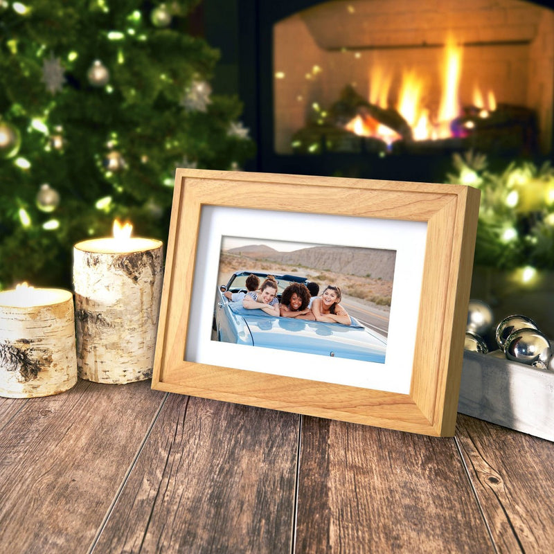 7" Digital Picture Frame with Mat Natural Wood - Polaroid