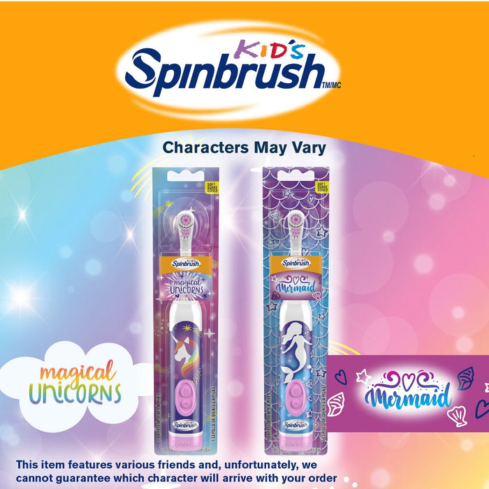 Spinbrush Mermaid & Unicorn Kids Electric Toothbrush STYLES MAY VARY
