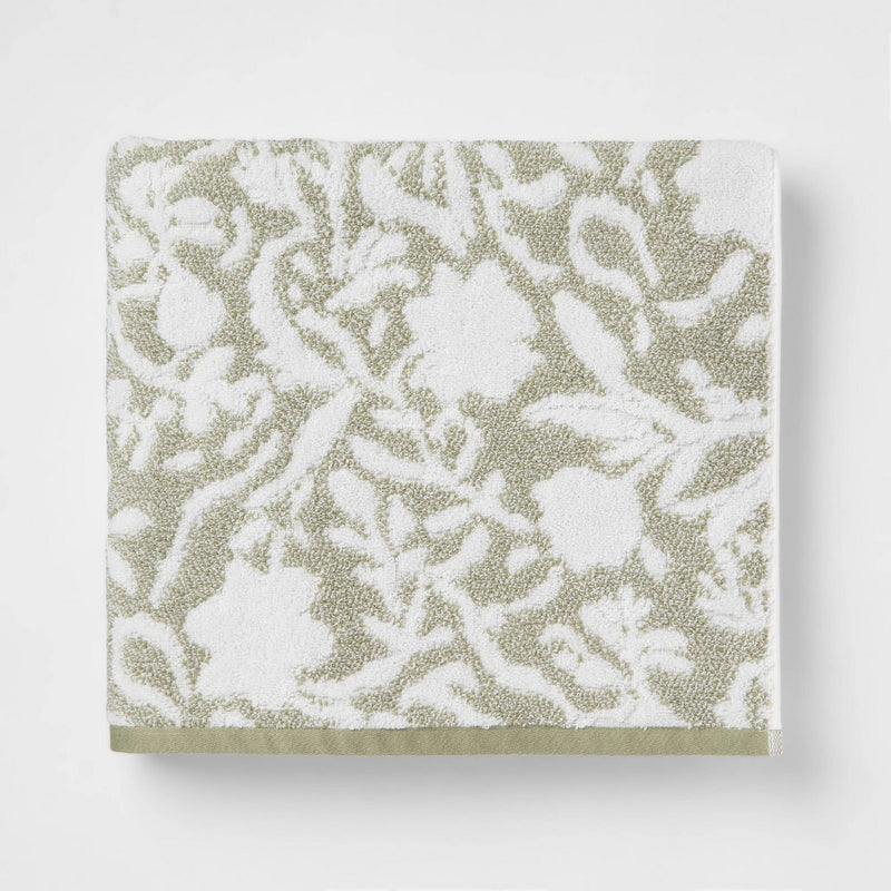 Performance Plus Bath Towel Light Green Floral - Threshold