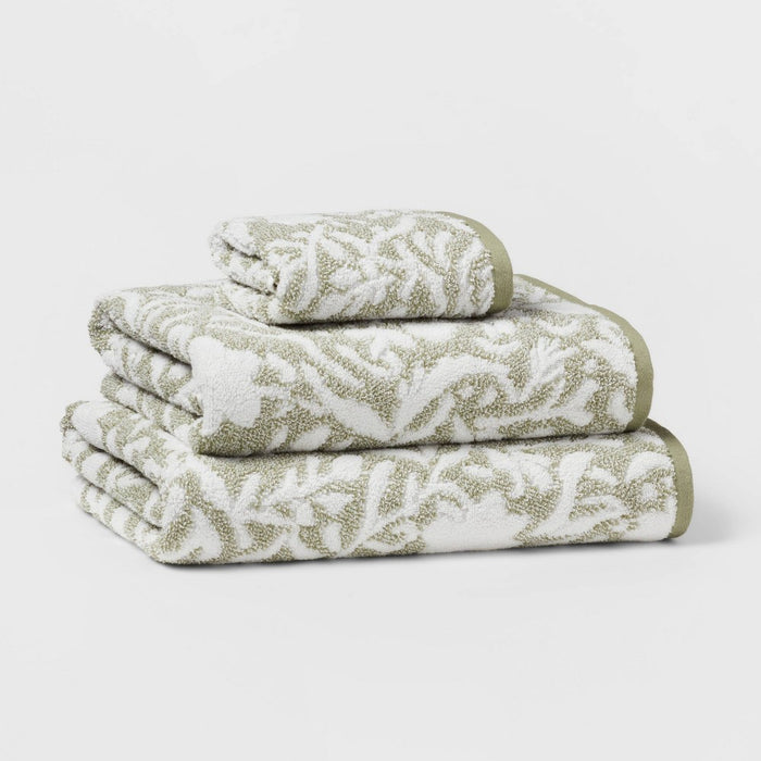 Performance Plus Bath Towel Light Green Floral - Threshold