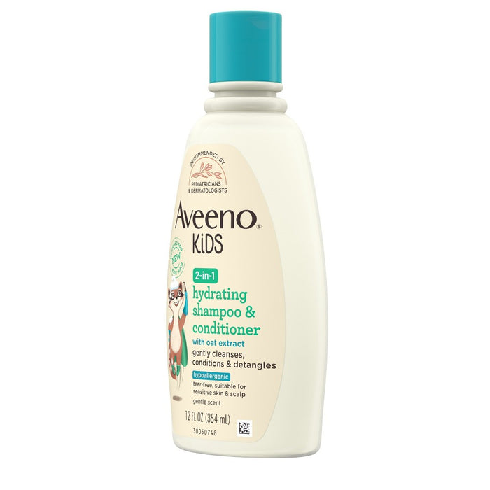 Aveeno Kids 2-in-1 Hydrating Shampoo & Conditioner, Gently Cleanses, Conditions & Detangles Kids Hair - 12 fl oz