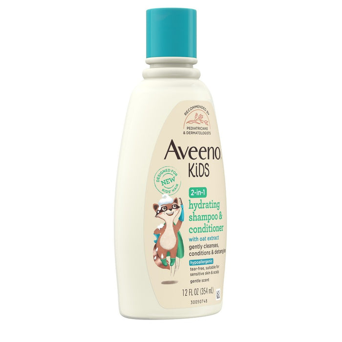 Aveeno Kids 2-in-1 Hydrating Shampoo & Conditioner, Gently Cleanses, Conditions & Detangles Kids Hair - 12 fl oz