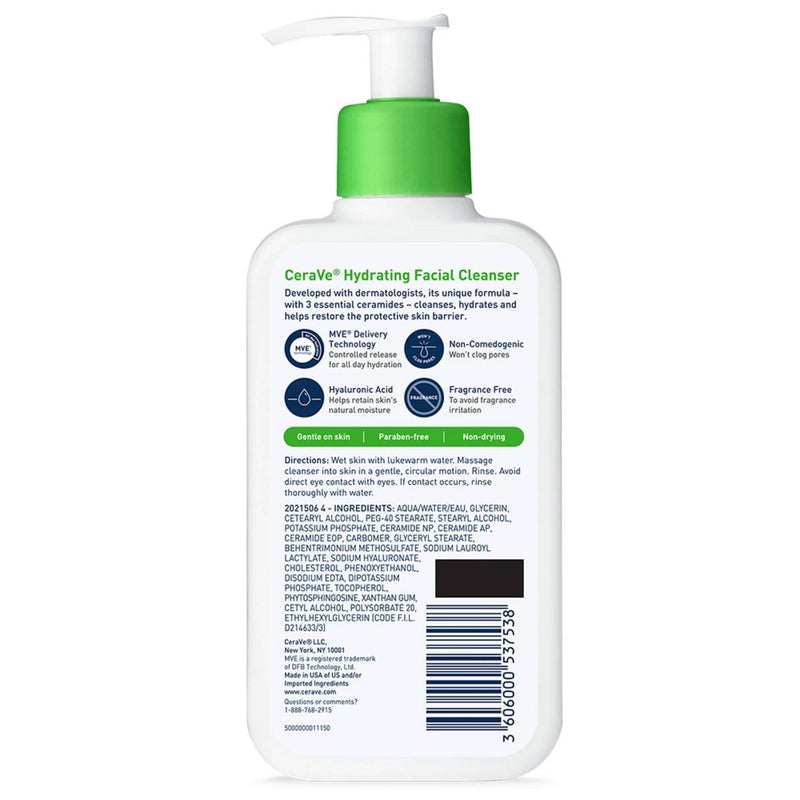 CeraVe Hydrating Face Wash with Hyaluronic Acid and Glycerin for Normal to Dry Skin - 8 fl oz