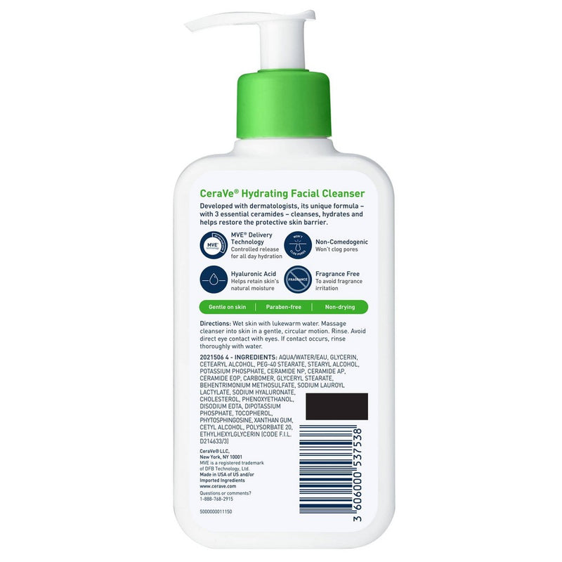 CeraVe Hydrating Face Wash with Hyaluronic Acid and Glycerin for Normal to Dry Skin - 8 fl oz