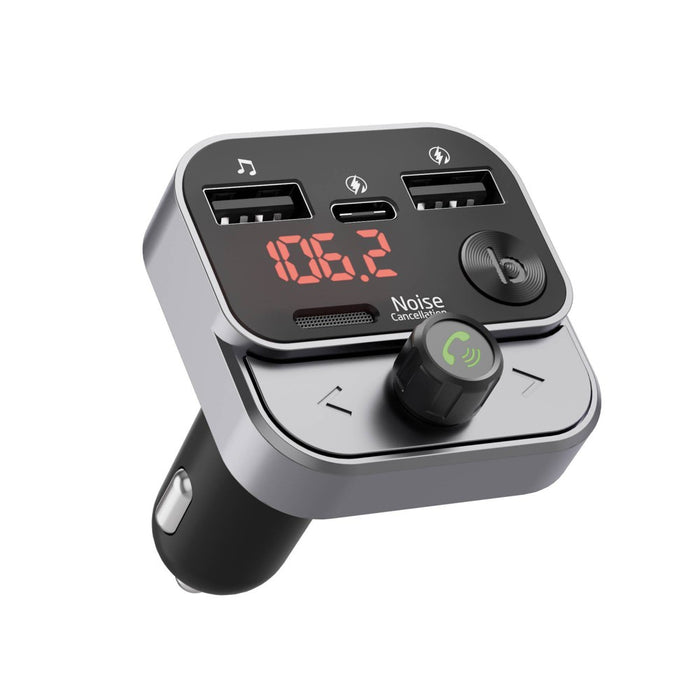 Just Wireless Bluetooth FM Transmitter with USB-C and USB-A Charging Port - Black