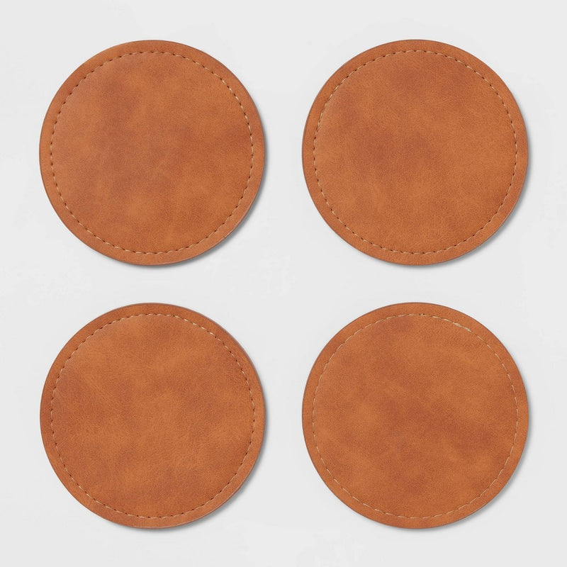 4pk Faux Leather Coasters - Threshold