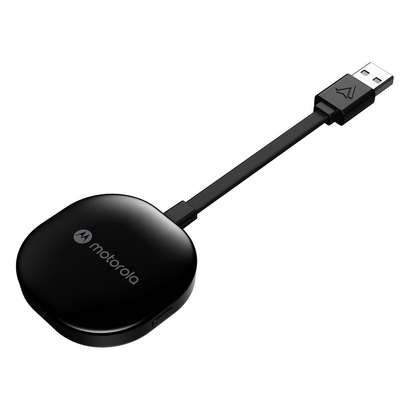 Motorola MA1 Wireless Android Auto Car Adapter - Instant Connection Using Google-Licensed Bridge Technology From Smartphone To Screen - USB Type-A Plug-In - Secure Gel Pad