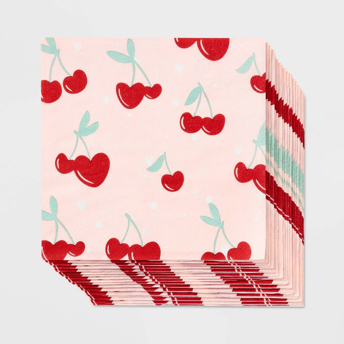 20ct Cherry Lunch Napkins - Spritz