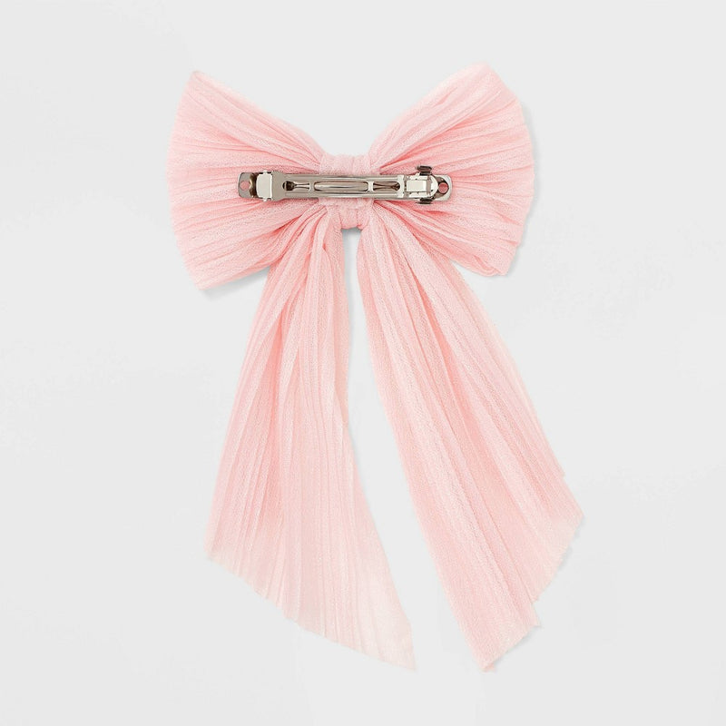 Chiffon Bow Barrette Hair Clip - A New Day Pink
