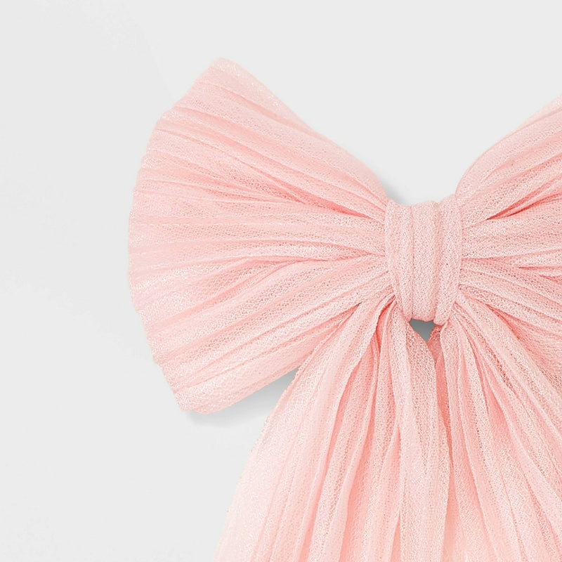 Chiffon Bow Barrette Hair Clip - A New Day Pink
