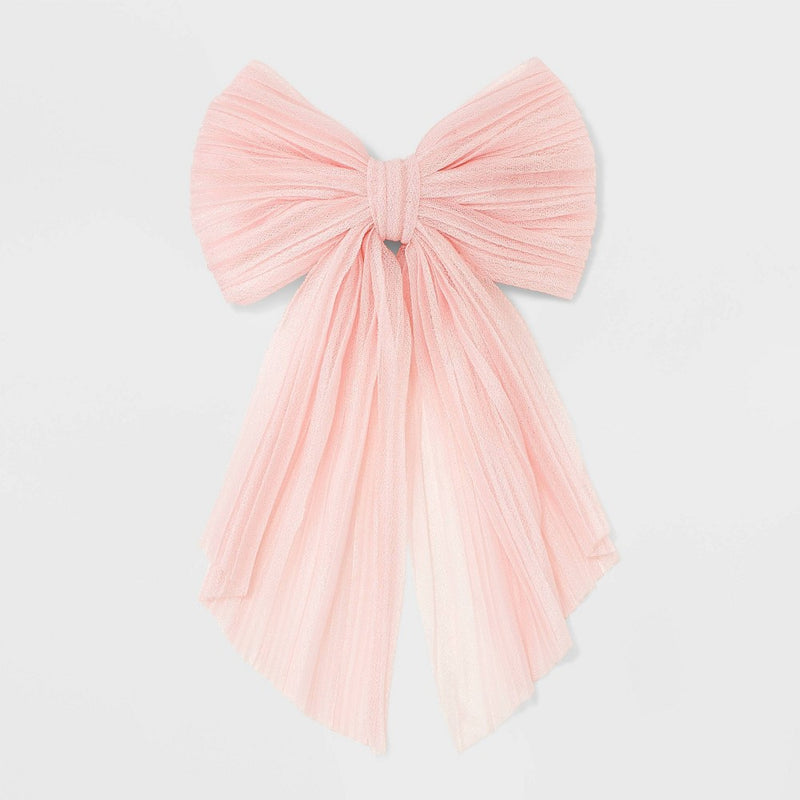 Chiffon Bow Barrette Hair Clip - A New Day Pink