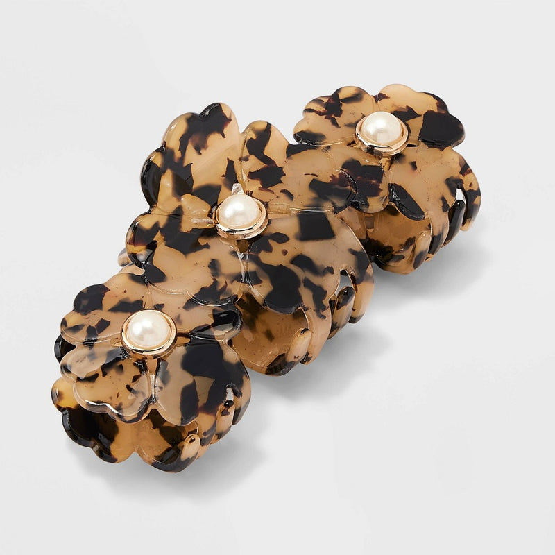 Pearl Flower Claw Hair Clip - A New Day Black