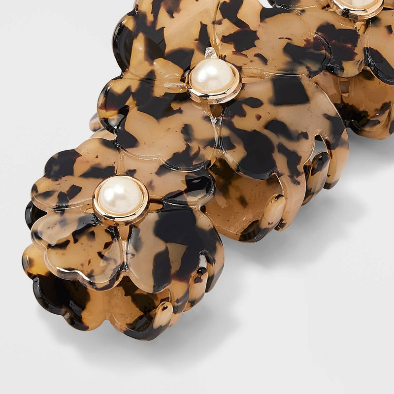 Pearl Flower Claw Hair Clip - A New Day Black