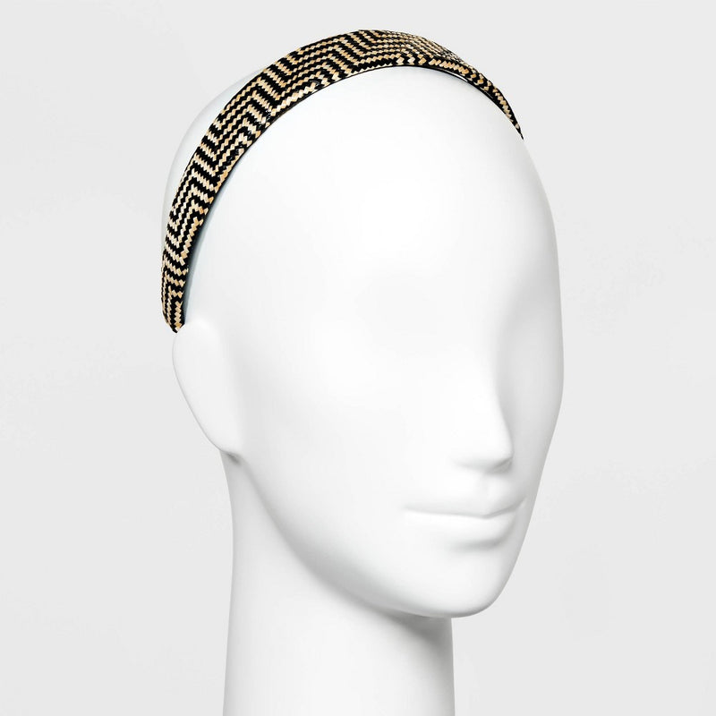 Faux Straw Headband - A New Day Black/Tan