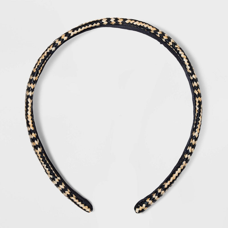 Faux Straw Headband - A New Day Black/Tan