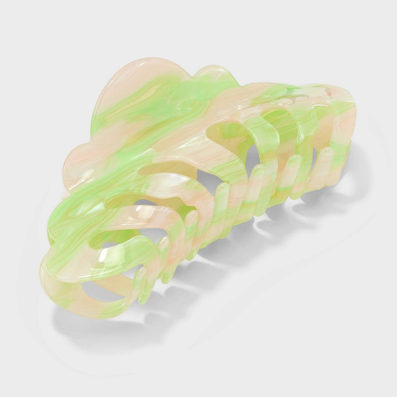 Marbled Crown Jumbo Claw Hair Clip - A New Day Lime Green