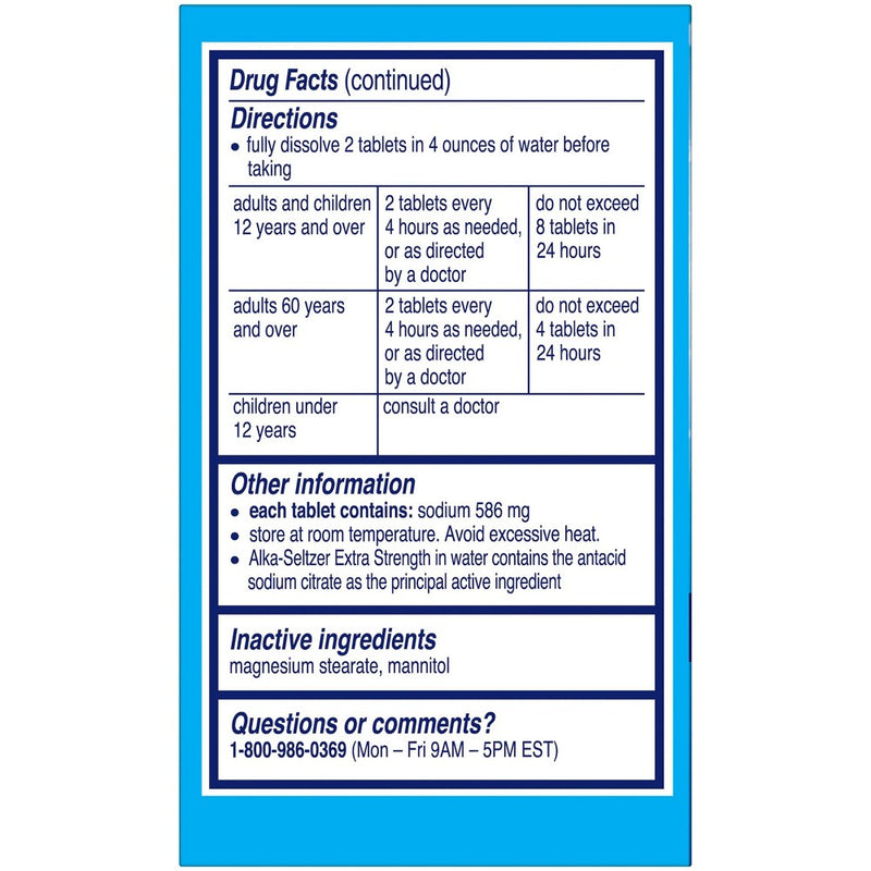 Alka-Seltzer Extra Strength Antacid Heartburn Effervescent Tablets - 24ct