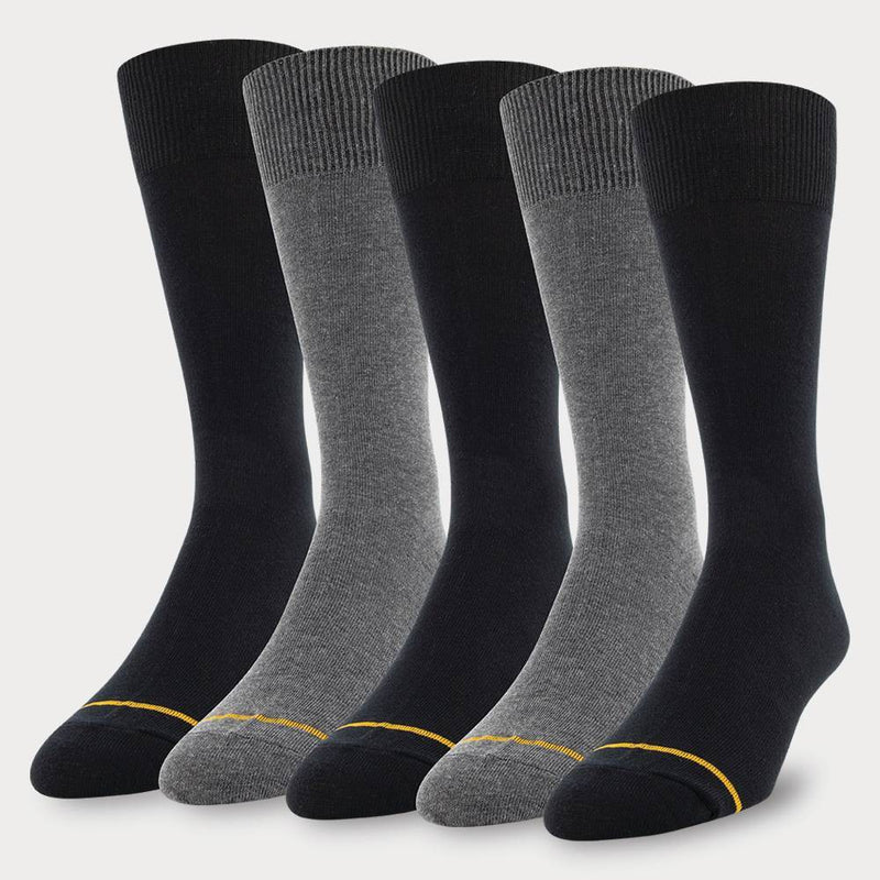 Signature Gold by GOLDTOE Men's Flatknit Crew Socks 5pk - Black/Charcoal 6-12.5