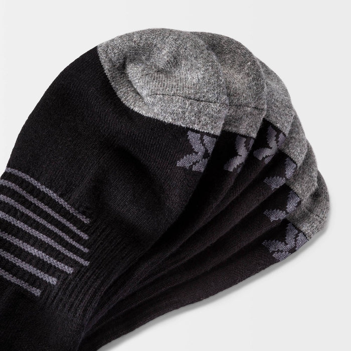 Men's Striped Arch No Show Socks 6pk - All in Motion Black 6-12
