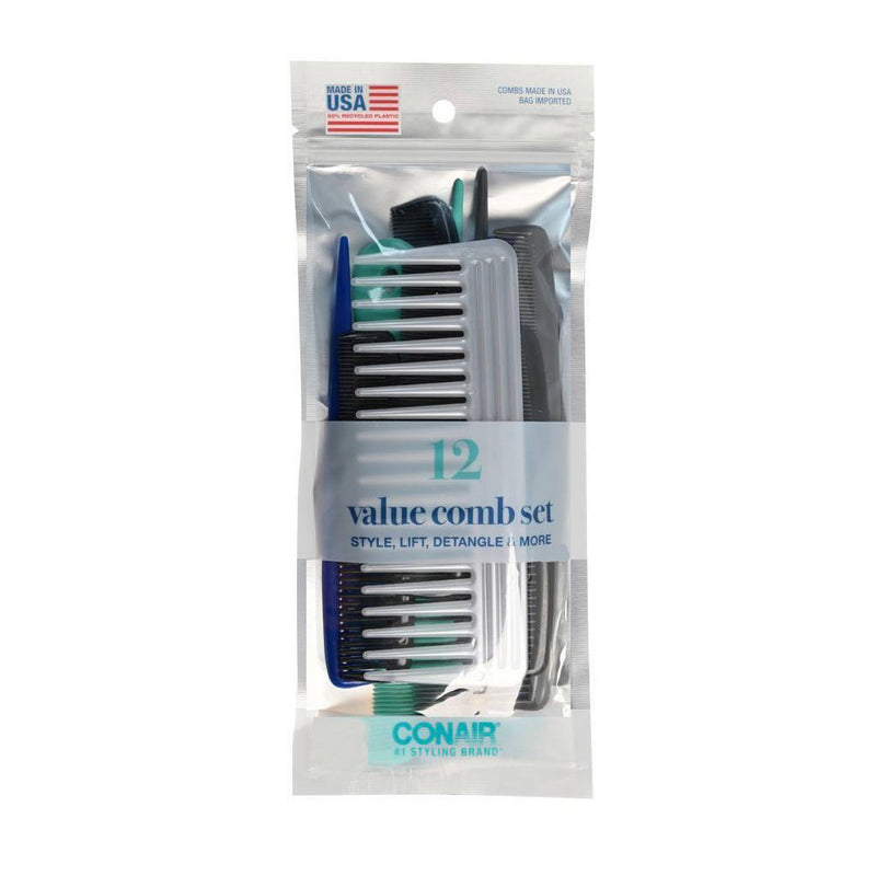 Conair Multipack Combs Made in USA - 12pc