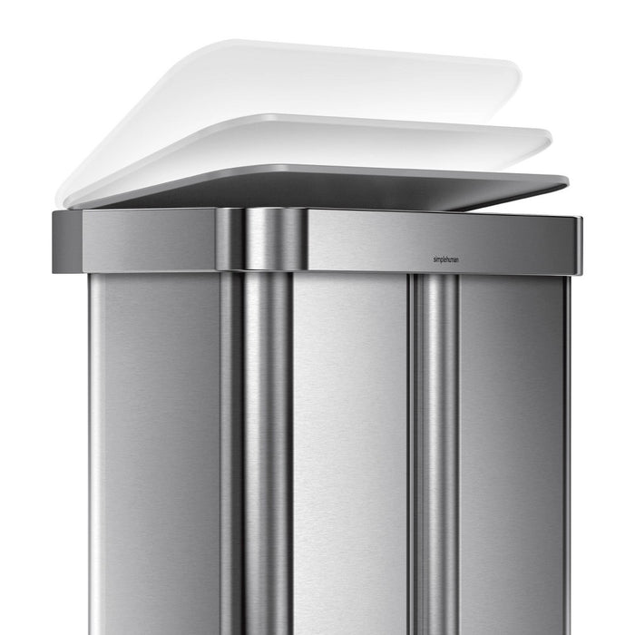 simplehuman Rectangular 58L Dual Compartment Step Trash Can with Plastic Lid Brushed Stainless Steel (LOCAL PICKUP ONLY)