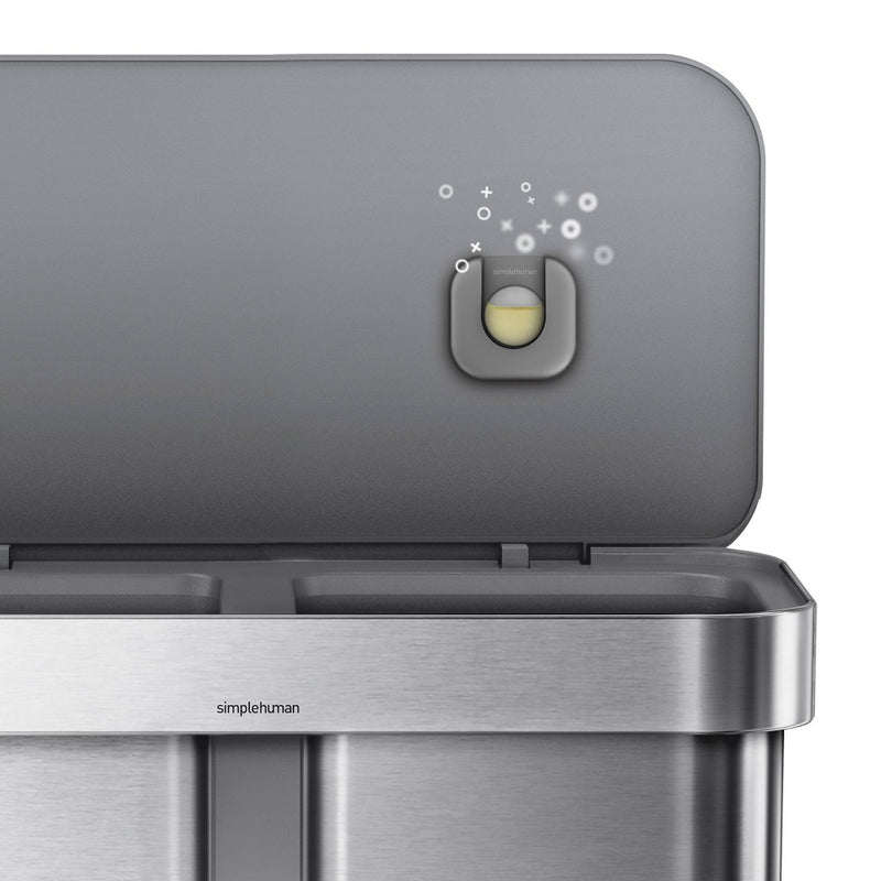 simplehuman Rectangular 58L Dual Compartment Step Trash Can with Plastic Lid Brushed Stainless Steel (LOCAL PICKUP ONLY)