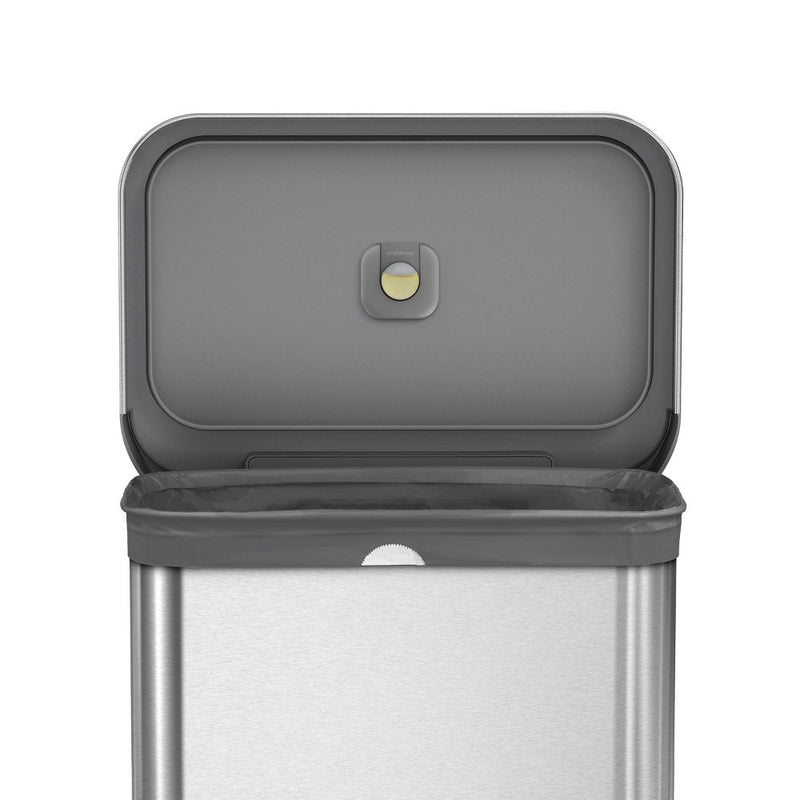simplehuman Rectangular 58L Dual Compartment Step Trash Can with Plastic Lid Brushed Stainless Steel (LOCAL PICKUP ONLY)