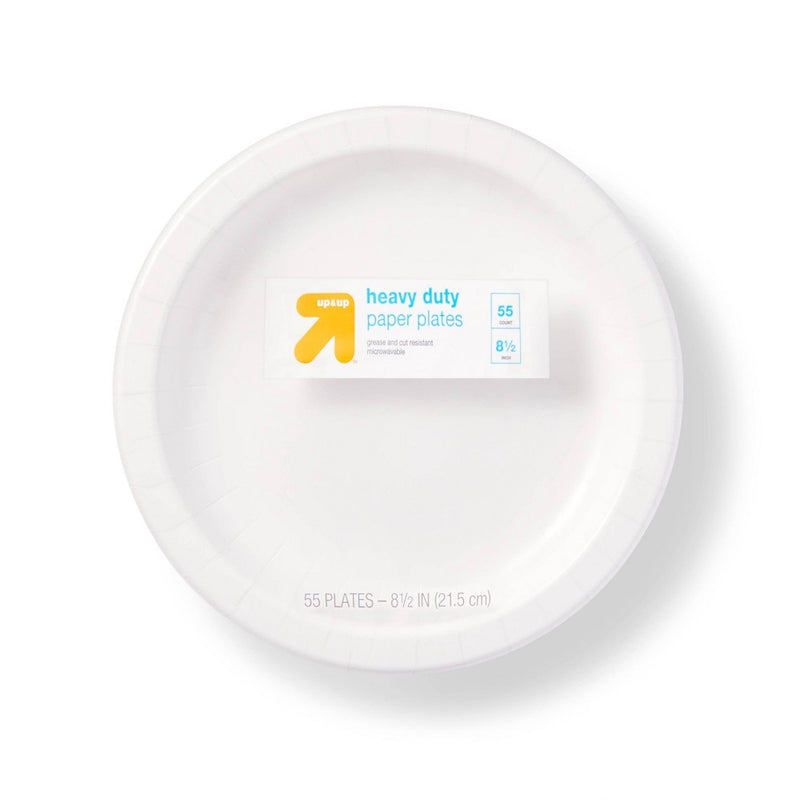 Heavy Duty White Paper Plates 8.5" - 55ct- up & up