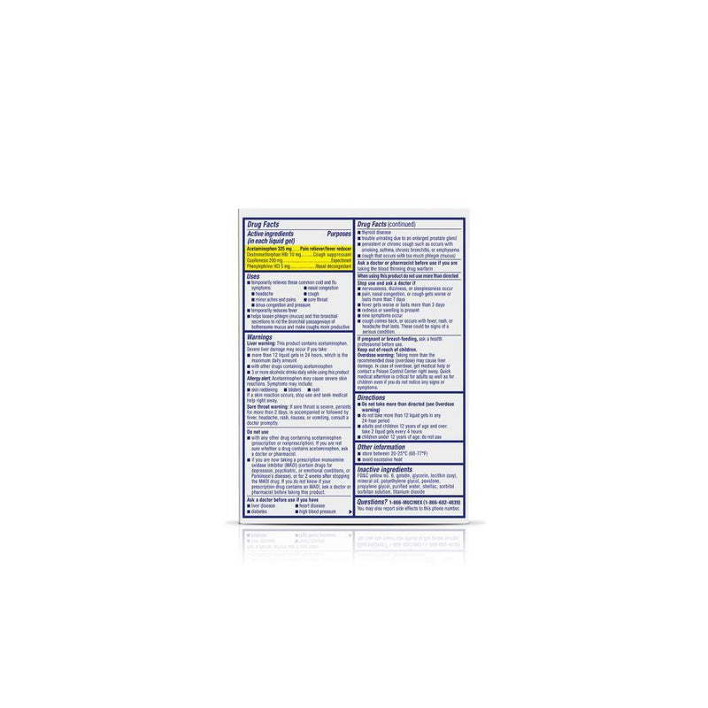 Mucinex Max Strength Cold & Flu Medicine - Liquid Gels - 16ct  EXP:03/2026