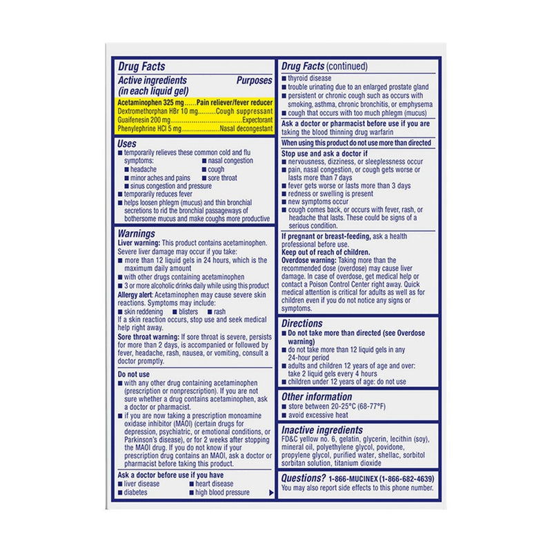 Mucinex Max Strength Cold & Flu Medicine - Liquid Gels - 16ct  EXP:03/2026