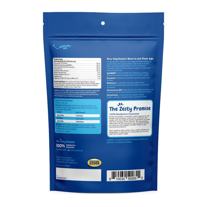 Zesty Paws Senior Advanced Mobility Dog Supplement with Chicken Flavor - 60ct