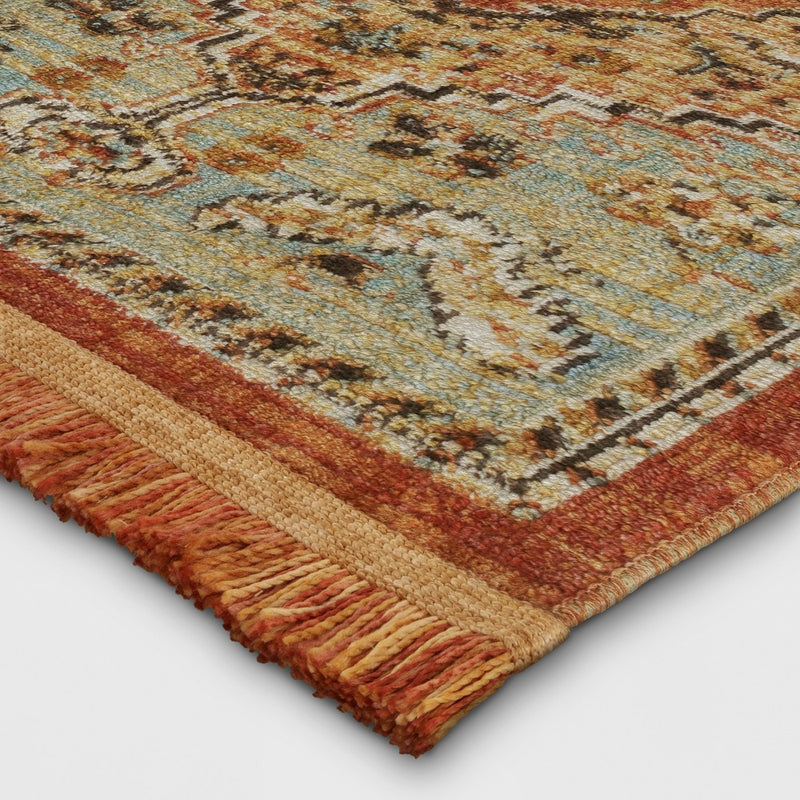 2'x3' Floral Woven Accent Rug Orange/Light Green - Threshold (LOCAL PICKUP ONLY)