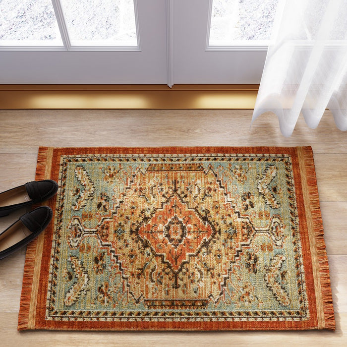 2'x3' Floral Woven Accent Rug Orange/Light Green - Threshold