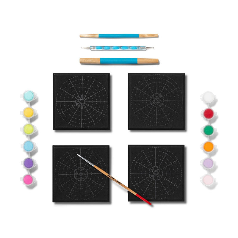 4'' x 4'' 4pk Paint-Your-Own Canvas Kit Mandalas - Mondo Llama