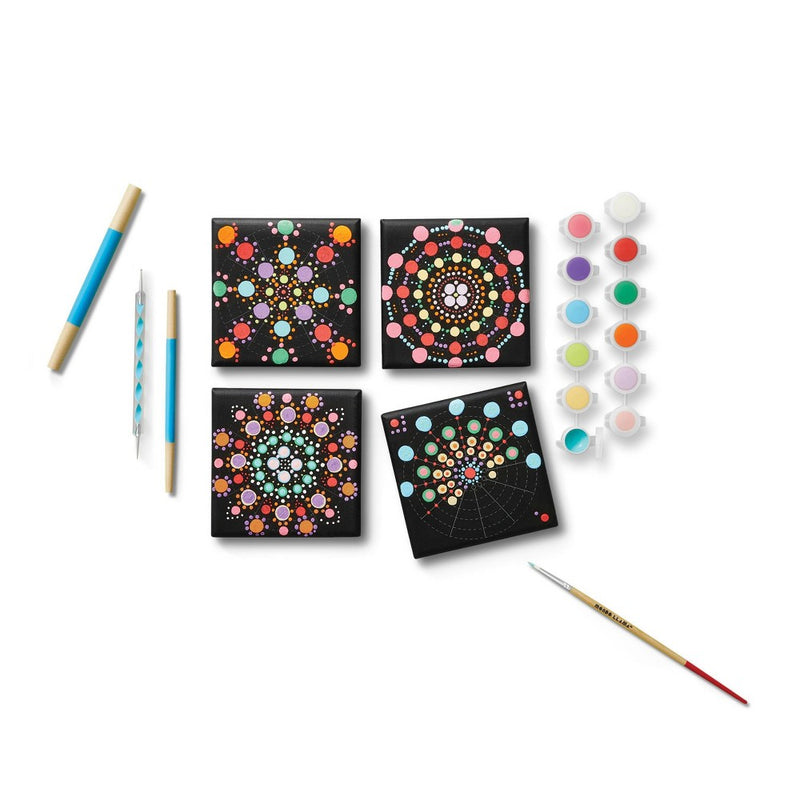 4'' x 4'' 4pk Paint-Your-Own Canvas Kit Mandalas - Mondo Llama