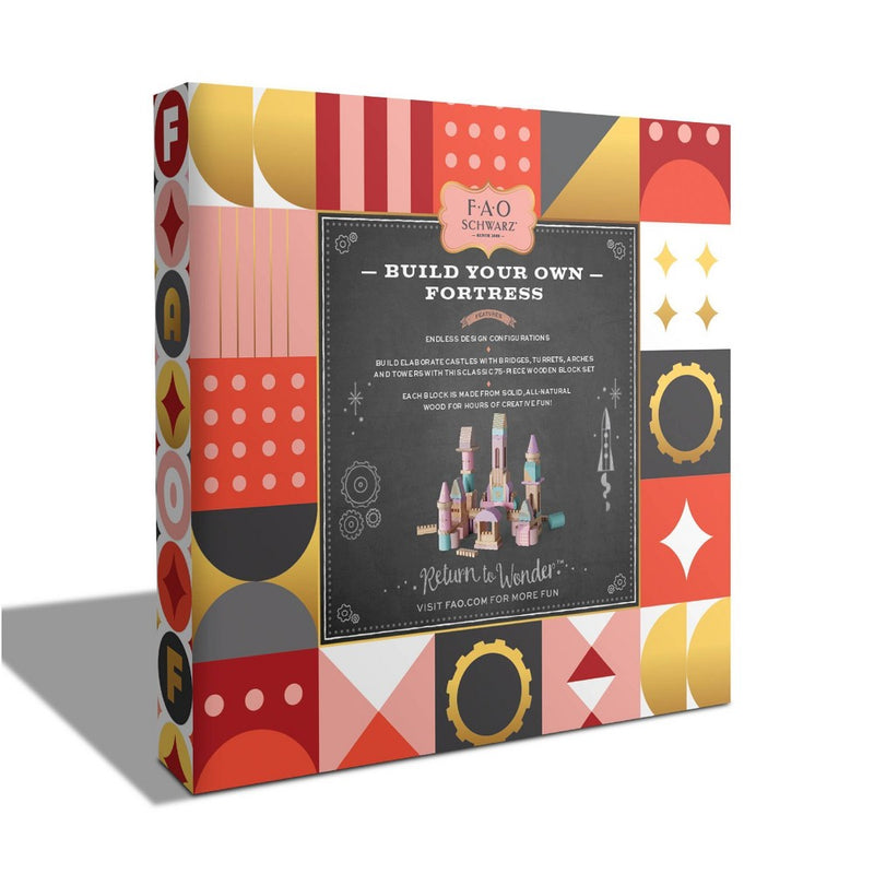 FAO Schwarz Medieval Princesses Wooden Castle Building Blocks Set - 75pc