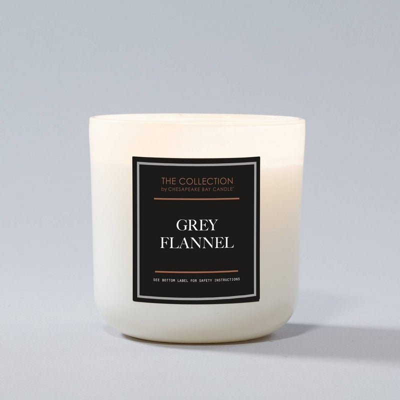 2-Wick White Glass Gray Flannel Lidded Jar Candle 12oz - The Collection by Chesapeake Bay Candle