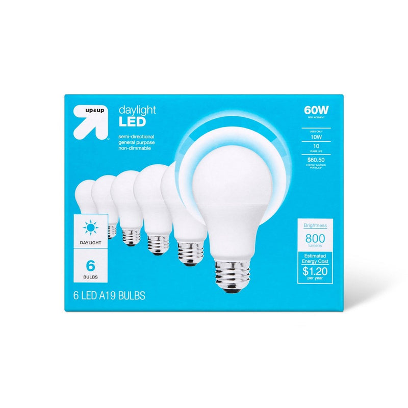 LED 60W 6pk Daylight Light Bulbs - up & up