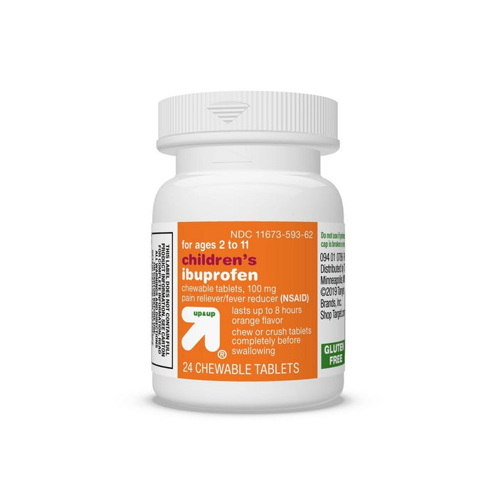 Junior Strength Ibuprofen (NSAID) Pain Reliever & Fever Reducer Chewable Tablets - Orange - 24ct - up & up