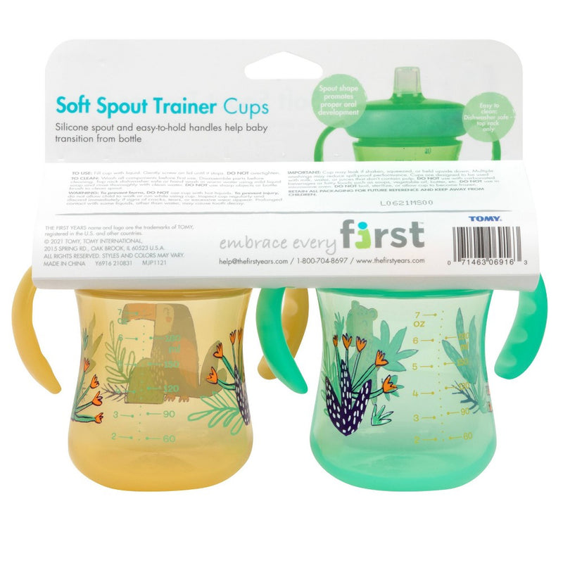 The First Years Soft Spout Trainer Cups - Rainforest - 2pk/7oz