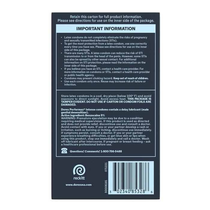 Durex Performax Intense Ultra Thin Lube Condoms - 12ct