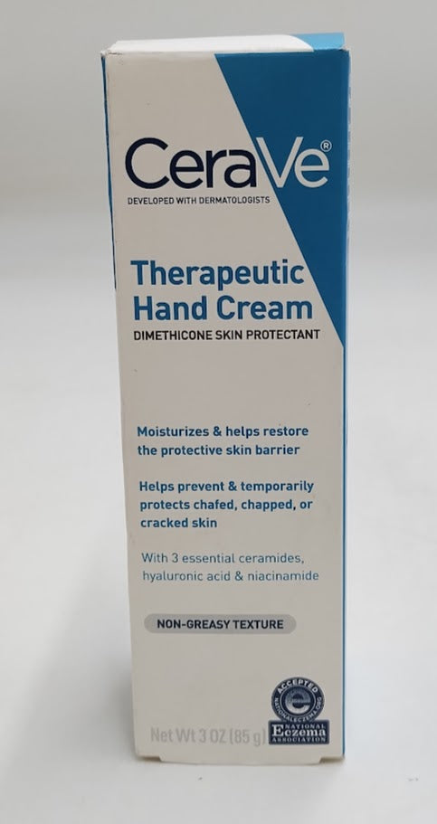 CeraVe Therapeutic Hand Cream for Dry Cracked Hands Unscented - 3oz EXP:12/2026