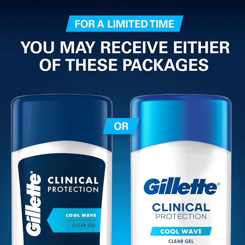 Gillette Antiperspirant Deodorant for Men Clinical Clear Gel - Cool Wave 72 Hour Sweat Protection - 2.6oz