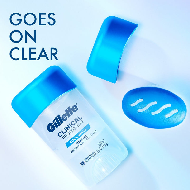 Gillette Antiperspirant Deodorant for Men Clinical Clear Gel - Cool Wave 72 Hour Sweat Protection - 2.6oz