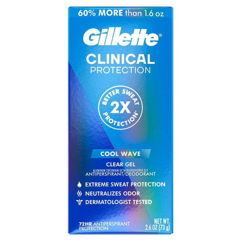 Gillette Antiperspirant Deodorant for Men Clinical Clear Gel - Cool Wave 72 Hour Sweat Protection - 2.6oz