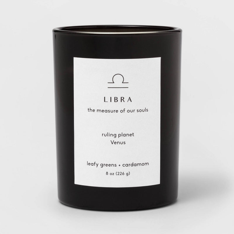 8oz Glass Jar Zodiac Libra Candle Black - Project 62