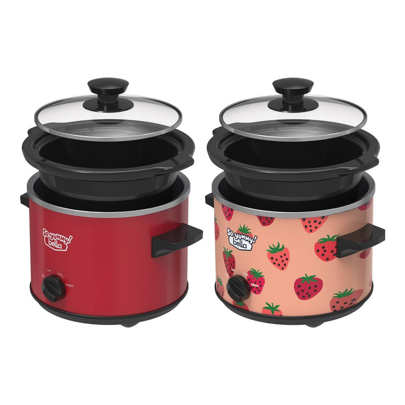 So Yummy by bella 2.0qt Twin Set Slow Cooker Red and Strawberry Pattern