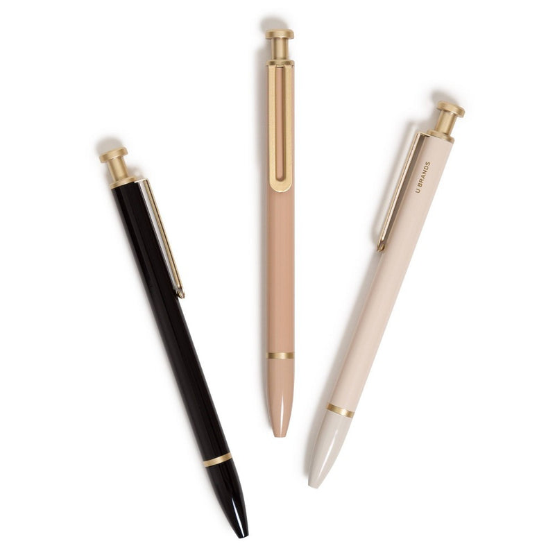 U Brands 3ct Monterey Ballpoint Pens Classic 1.0mm Black Ink