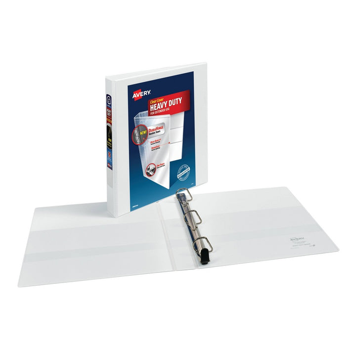 Avery 1" Ring Binder, Heavy Duty with Clear Cover - White