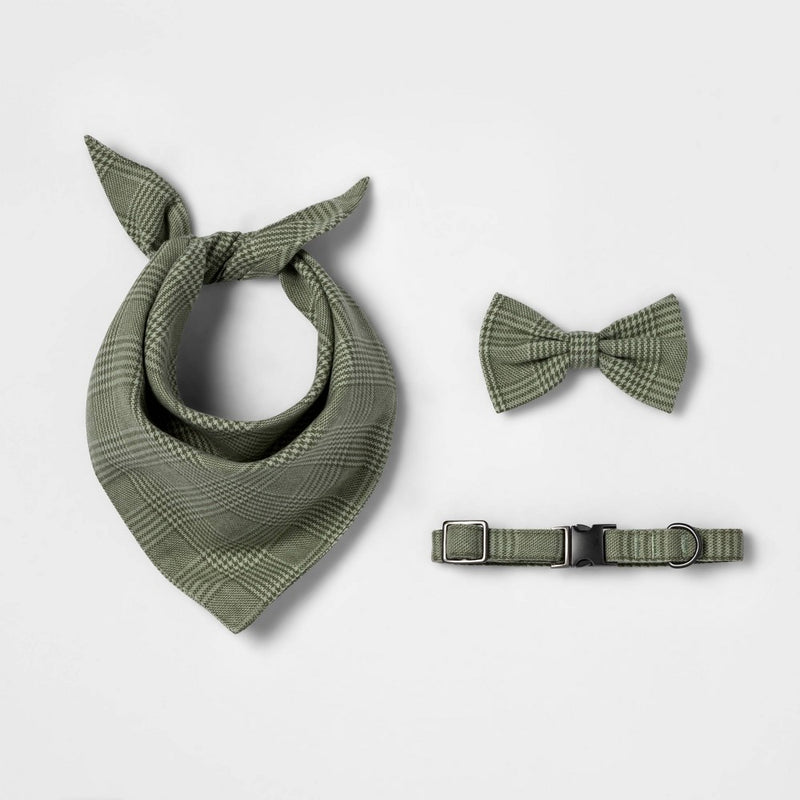 Tweed Full Tie Dog Bandana - Sage Green - Boots & Barkley